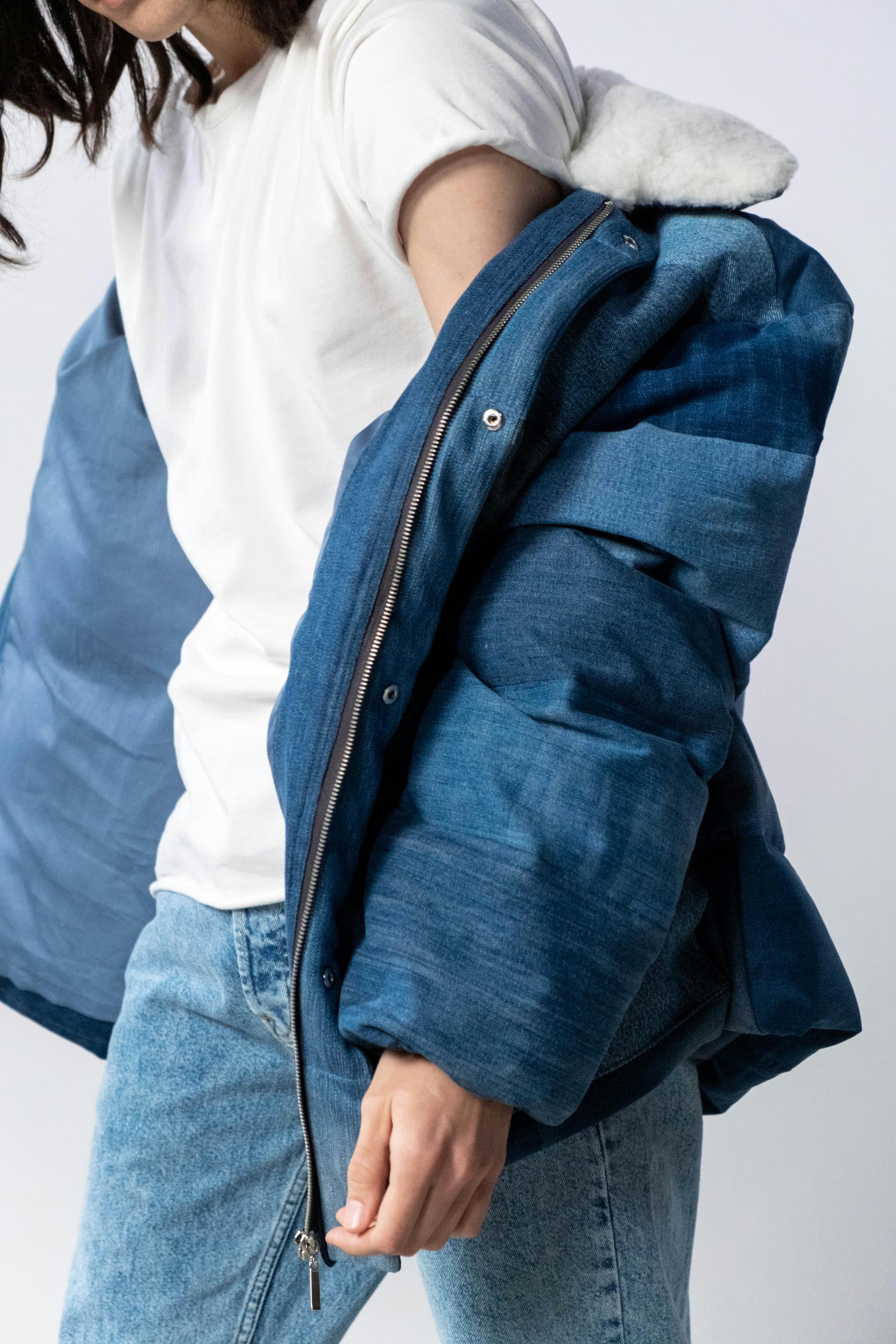 Artisanal Patchwork Denim Puffer