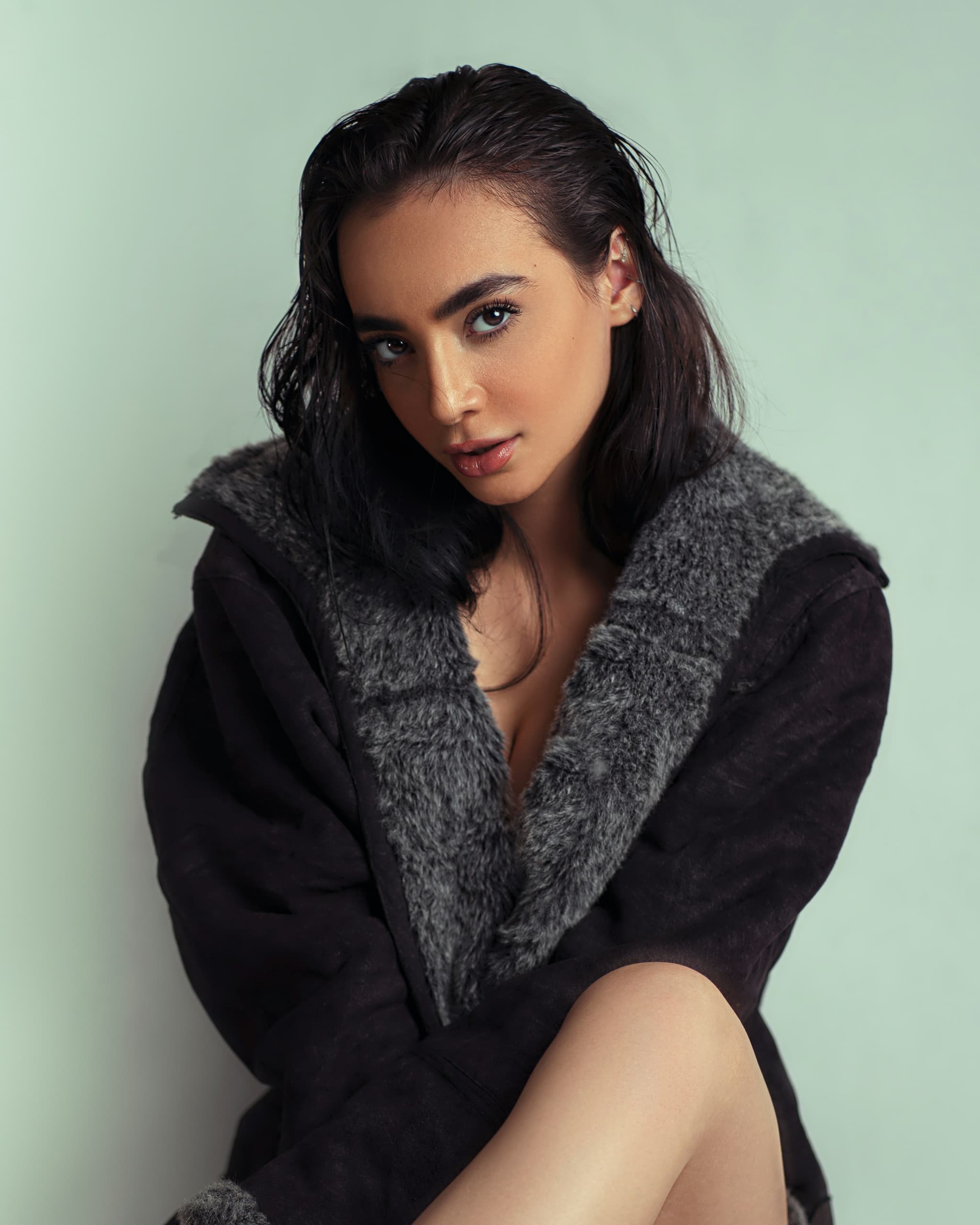 Oversized Shearling Suede Coat Full Lookbook